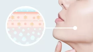 image of a diagram explaining corneotherapy alongside a woman's face